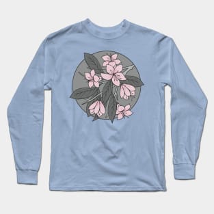 Pink and Grey Sakura Branch Long Sleeve T-Shirt